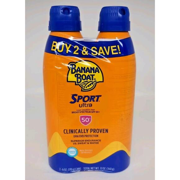 Banana Boat Sport Ultra 50 SPF Sunscreen Spray - 2 Cans (6 oz each) Exp 08/2026 - Picture 1 of 2